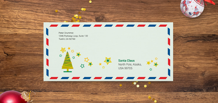 DIY Christmas envelope created in Swift Publisher for Mac