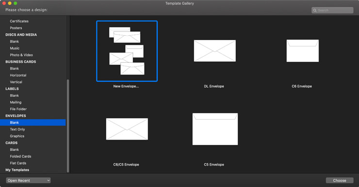 Envelopes templates