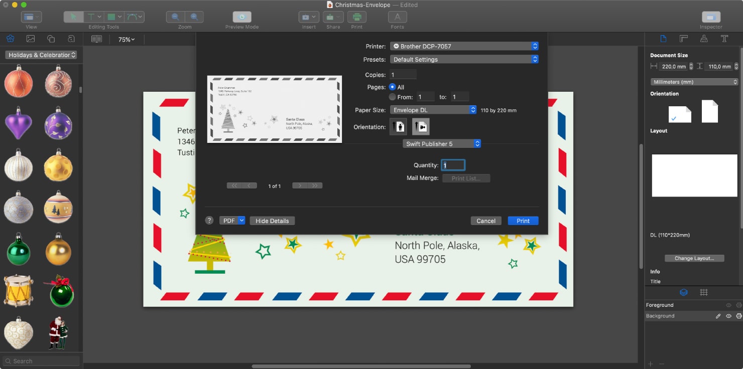 DIY Christmas Envelopes in a Matter of Minutes Swift Publisher for Mac