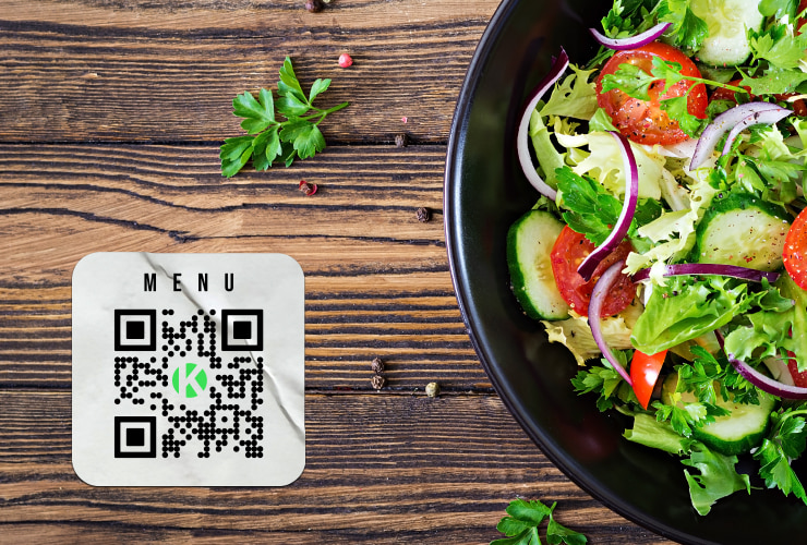 Restaurant table with menu QR code