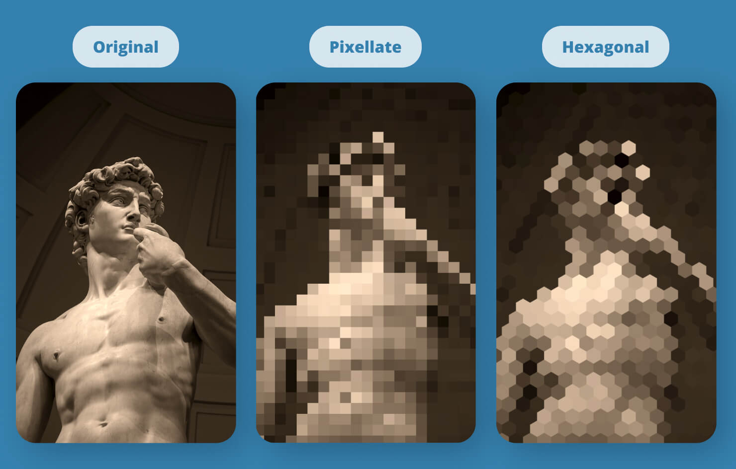 An image enhanced with Pixellate and Hexagonal Pixellate filters.