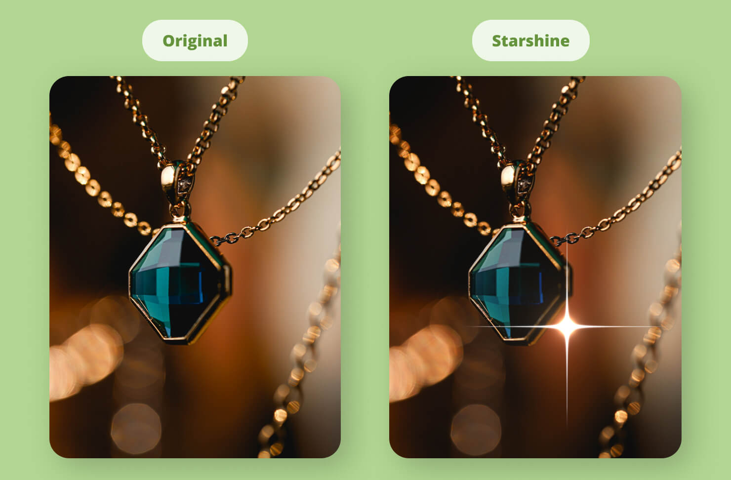 Jewelry shining brightly with the Starshine Generator.