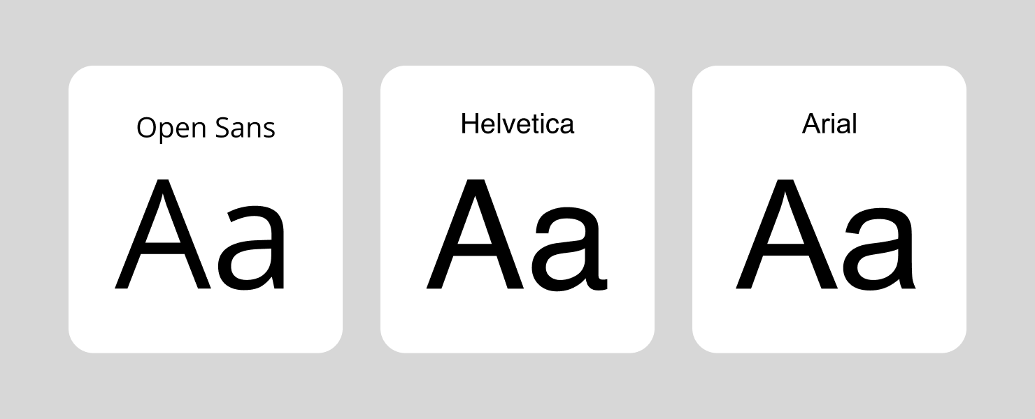 Open Sans, Helvetica and Arial fonts for name badges.