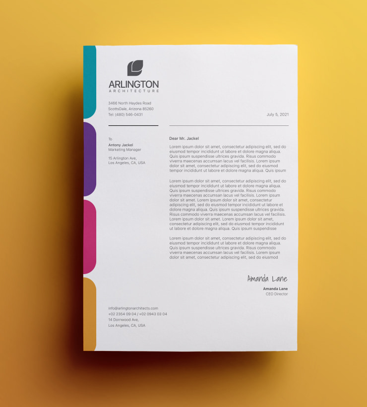 Custom letterhead created in Swift Publisher for Mac