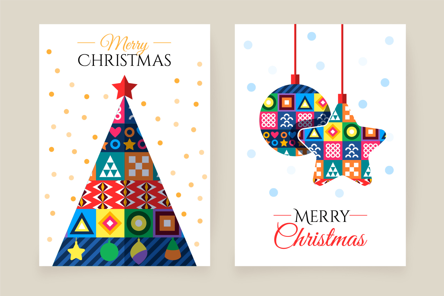 Christmas invitations of a different color and forms.