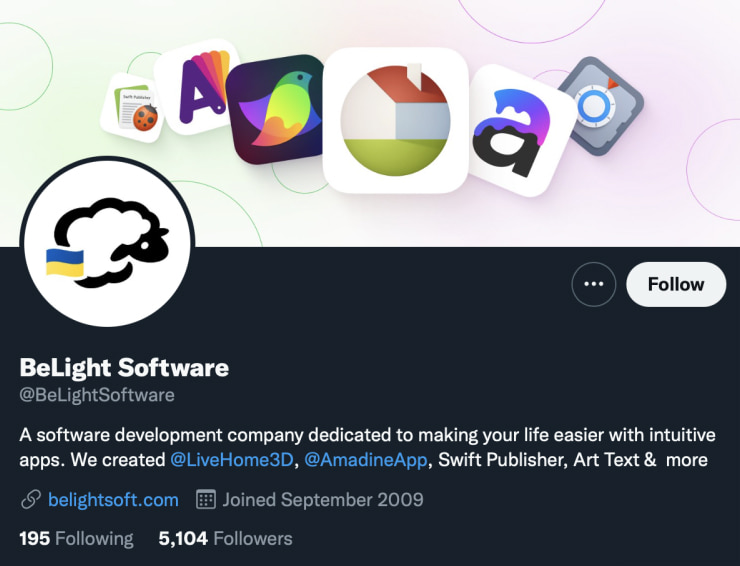 BeLight Software Twitter cover.