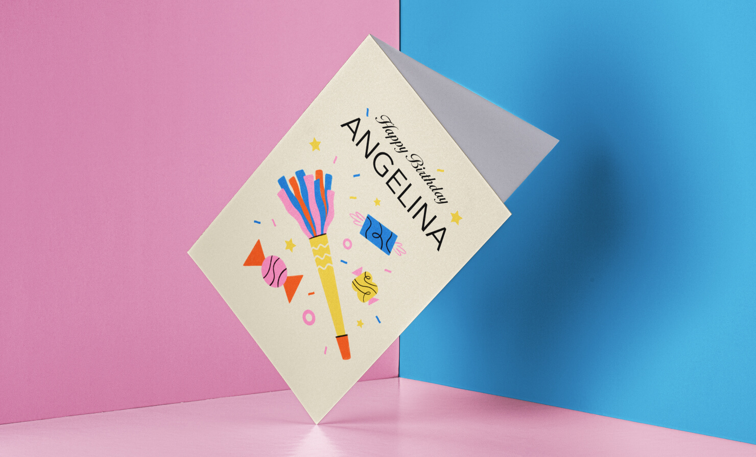 Final vertical greeting card design created in Swift Publisher on Mac.