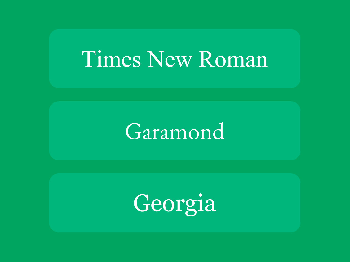 Times New Roman, Garamond and Georgia fonts.