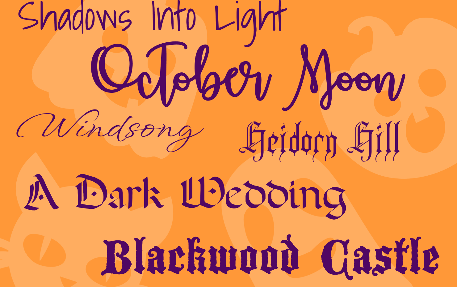 Different Halloween calligraphy fonts.