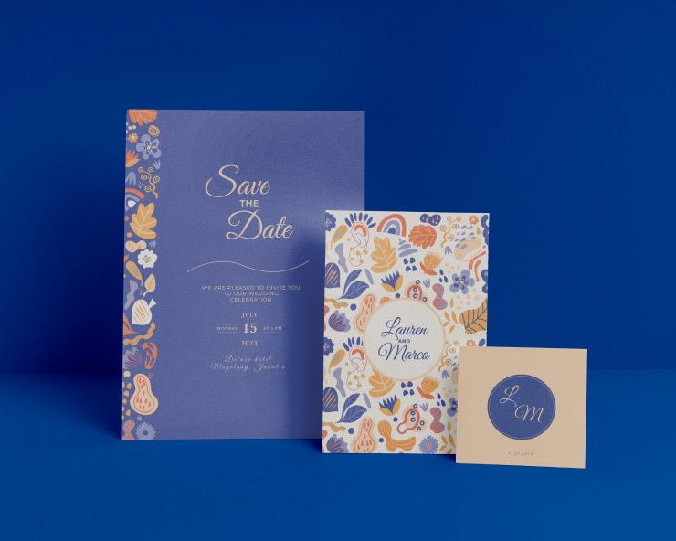 Wedding invitation cards.