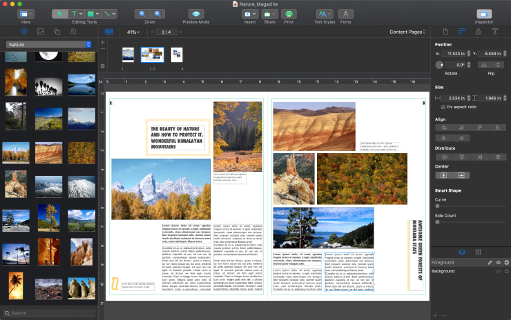 Magazine layout created in Swift Publisher