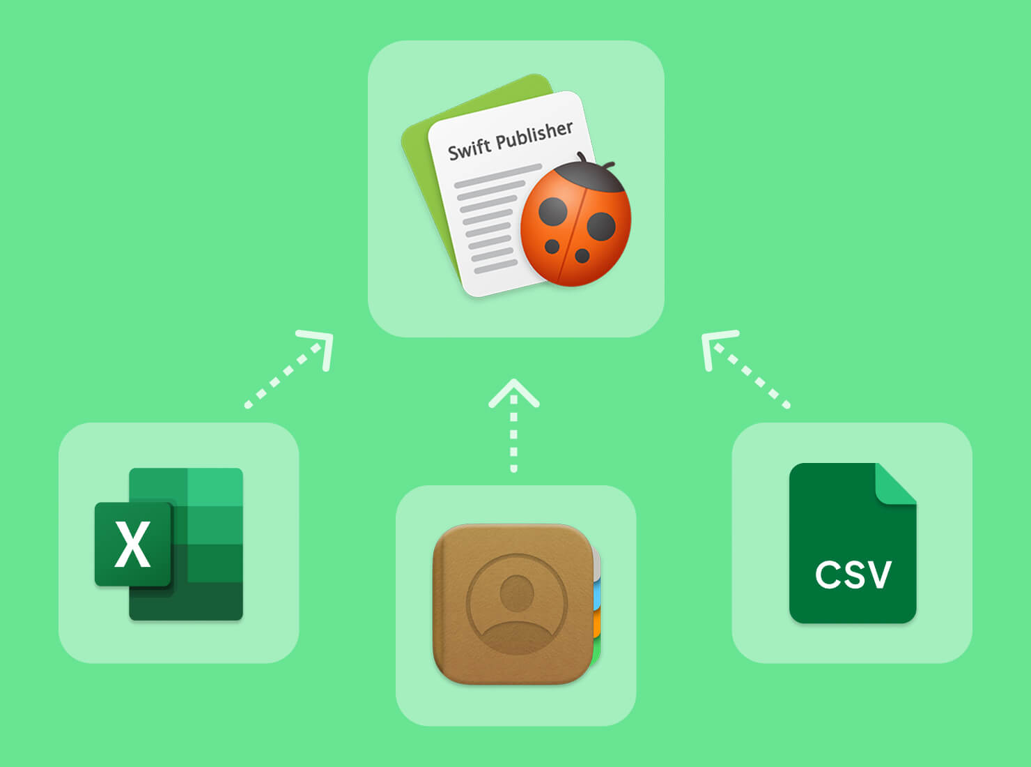 Swift Publisher for Mac mail merge tutorial.