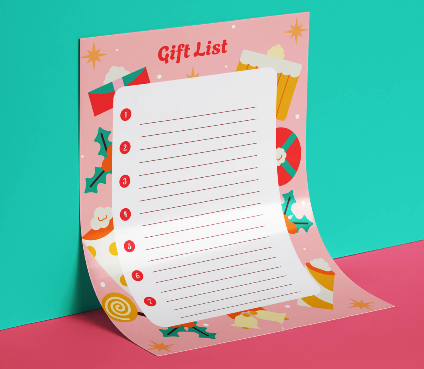 Printable Christmas gift list template with blank checklist for organizing holiday presents.