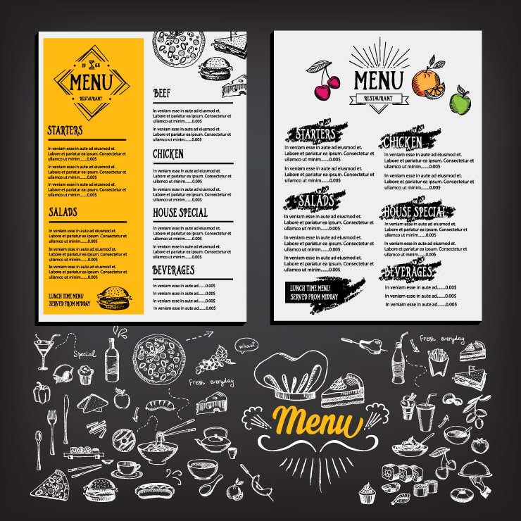 Different menu designs