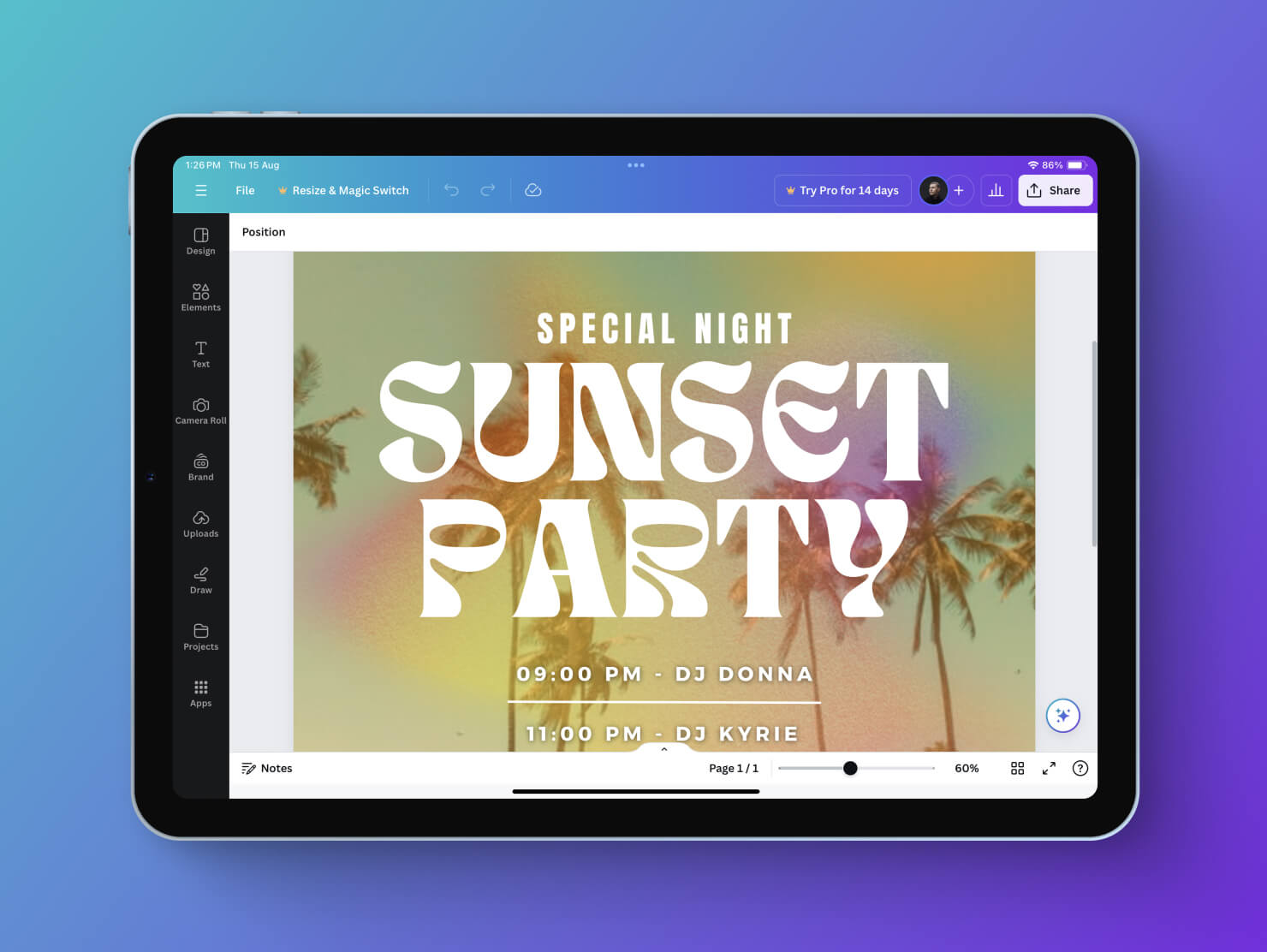 Adobe Illustrator for iPad interface.