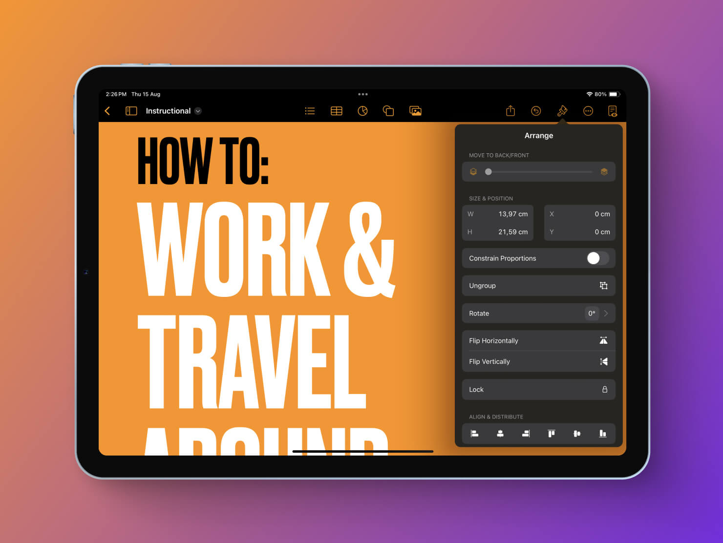 Affinity Publisher 2 for iPad interface.