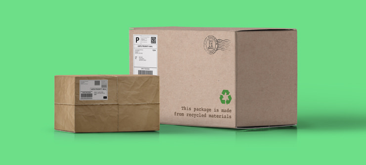 Eco package with marking and mailing label created in Swift Publisher for Mac