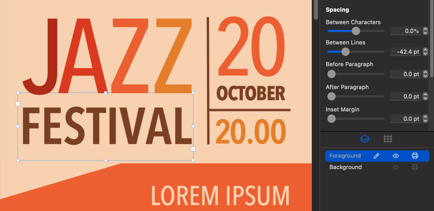 Jazz Festival poster design with Foreground and Background layers.