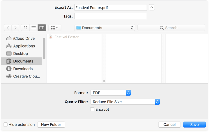 Screenshot of Apple’s Preview Export window