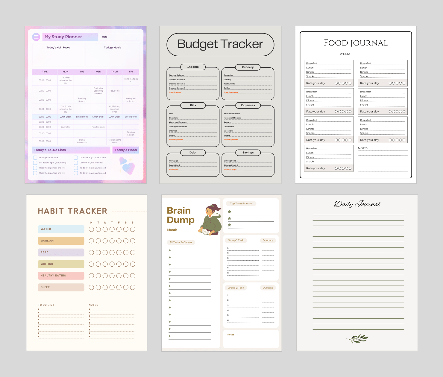 Different blank journals that can be sold on Amazon.