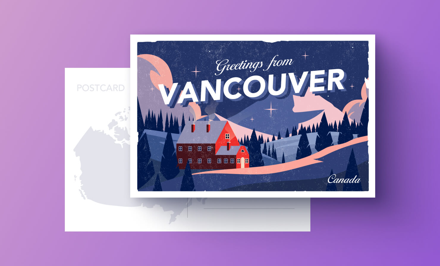 Greeting card with greetings from Vancouver.