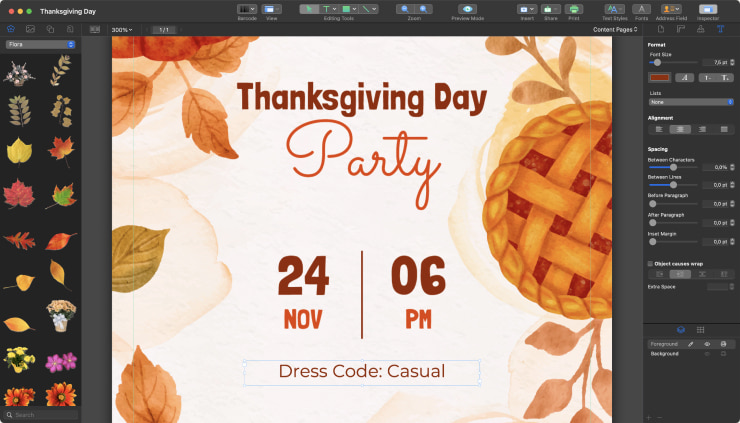 Thanksgiving and Friendsgiving invitation created in Swift Publisher for Mac.