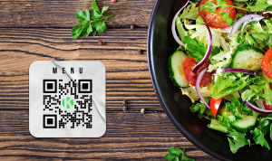 How to Go Contactless with Your Business article preview with menu QR code on the restaurant table.