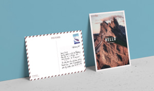 How to Design a Custom Postcard on a Mac article preview with a simple postcard.