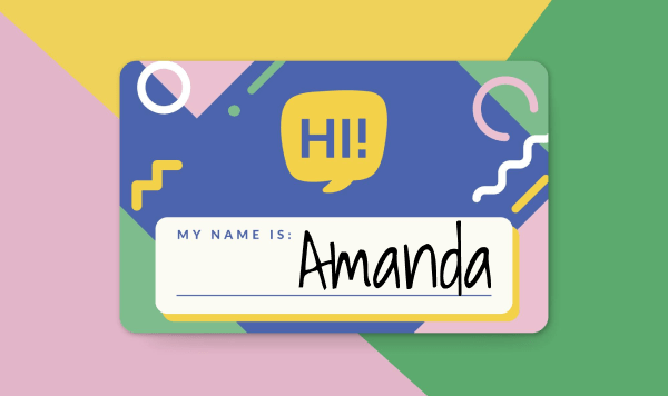 Designing Custom Name Badges: A Beginner’s Guide article preview with a hello my name badge.