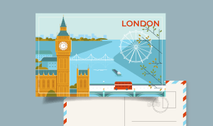  Main Postcard Sizes–A Simple Guide article preview with postcard from London.