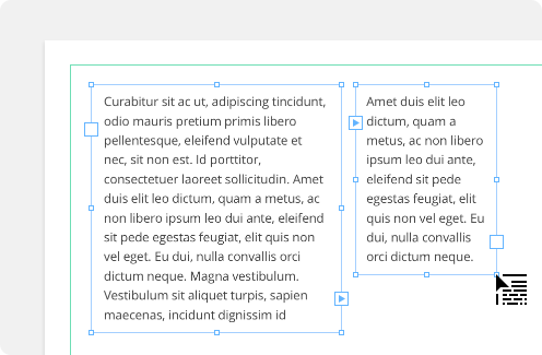 Image of text boxes with text flowing between them