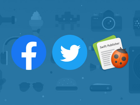 Facebook, Twitter and Swift Publisher icons