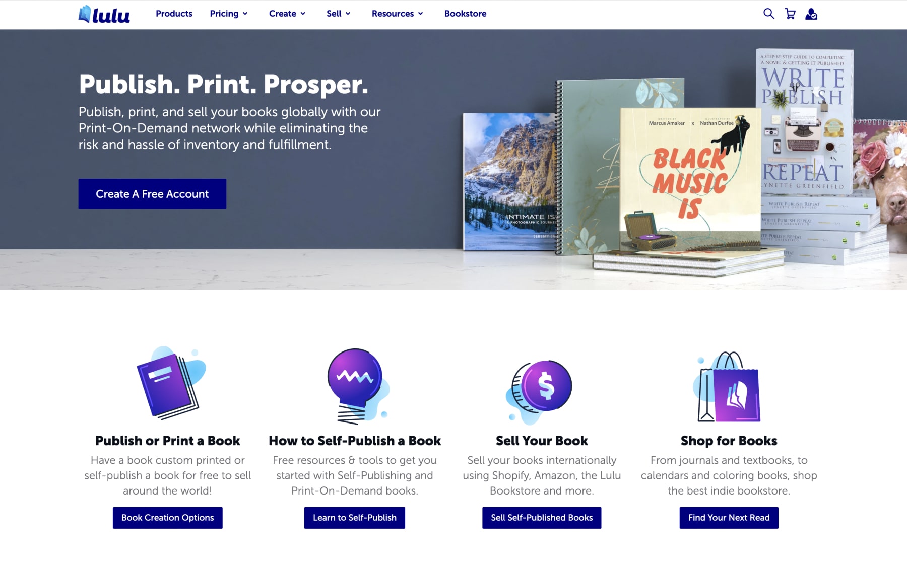 Screenshot of Lulu website main page.