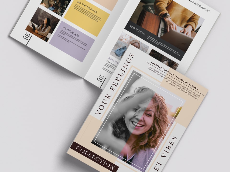 Example of magazine cover and pages inside.