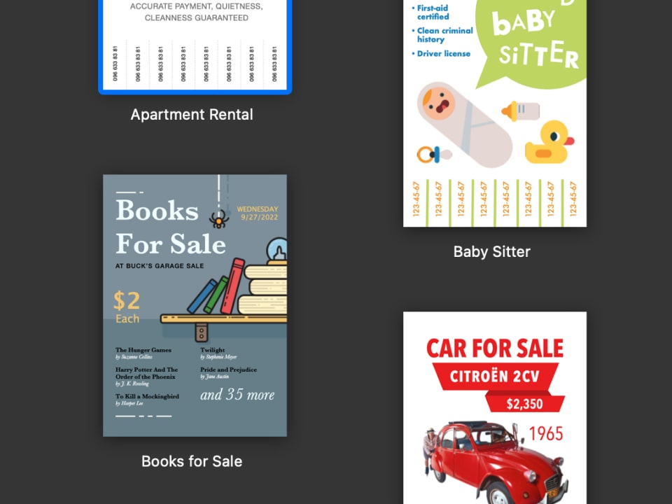 Different Swift Publisher Templates to sell on Etsy.