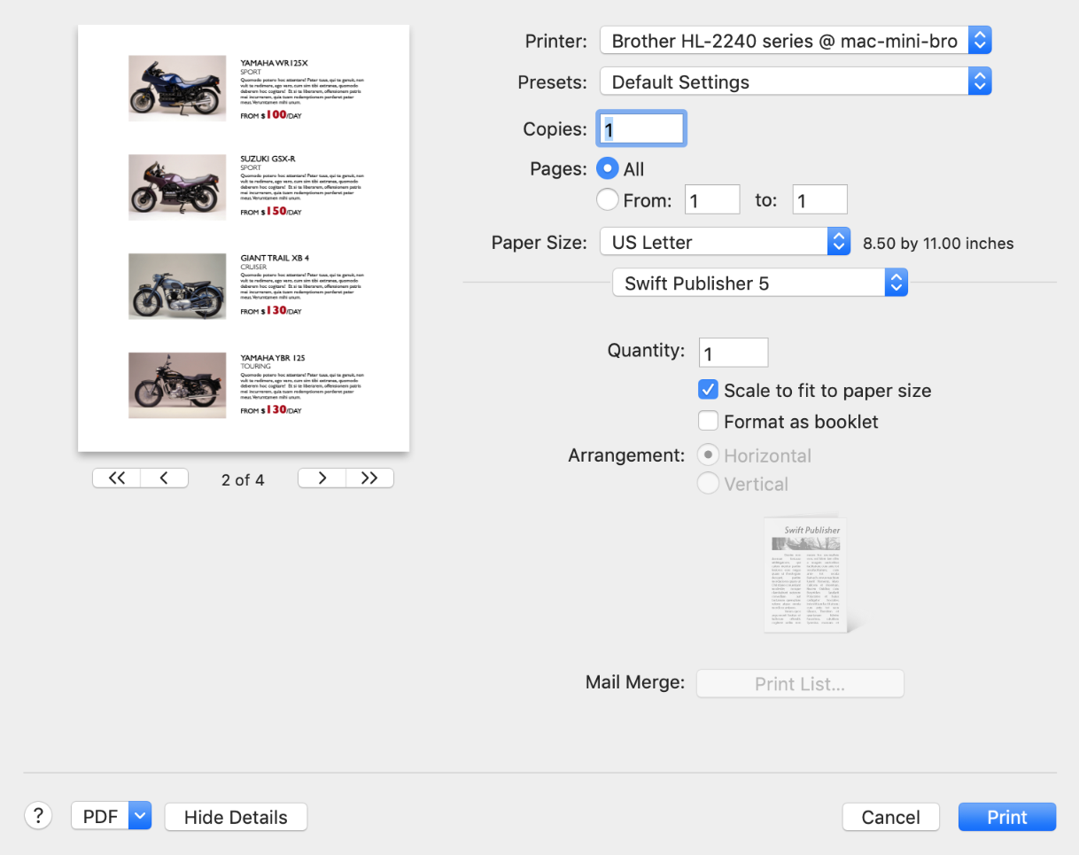 Settings for Different Document | Swift Publisher for Mac